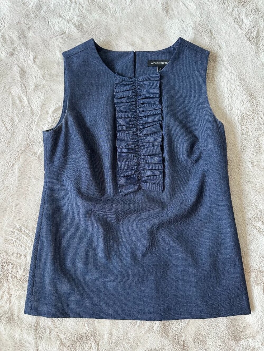 Banana Republic Lightweight Navy Ruffle Tank Top